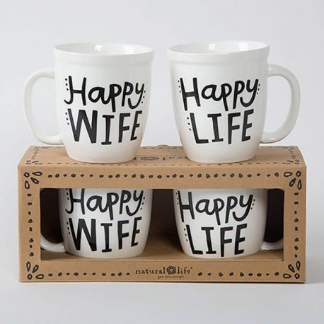 Set Of Mugs Happy Wife/Life